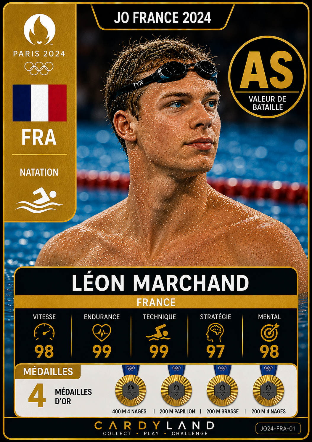 Carte Léon Marchand — JO Paris 2024